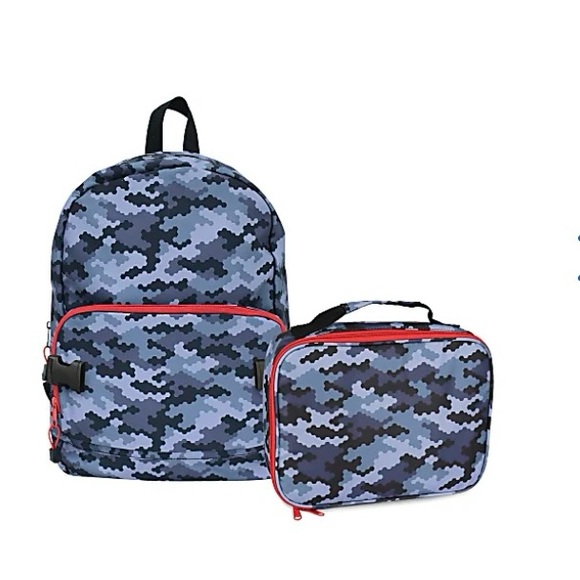 Blue Camo Backpack and Lunchbox Set - Picture 1 of 4